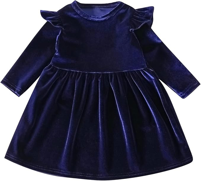 Toddler Little Girl Velvet Ruffle A-Line Dress Vintage Dresses Baby Girls Halloween Christmas Out... | Amazon (US)
