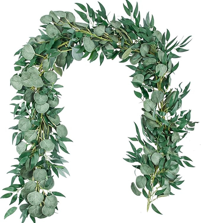 TOPHOUSE 2 Pack Artificial Eucalyptus Garland with Willow Leaves, 6.5 Feet Fake Greenery Vines Sw... | Amazon (US)