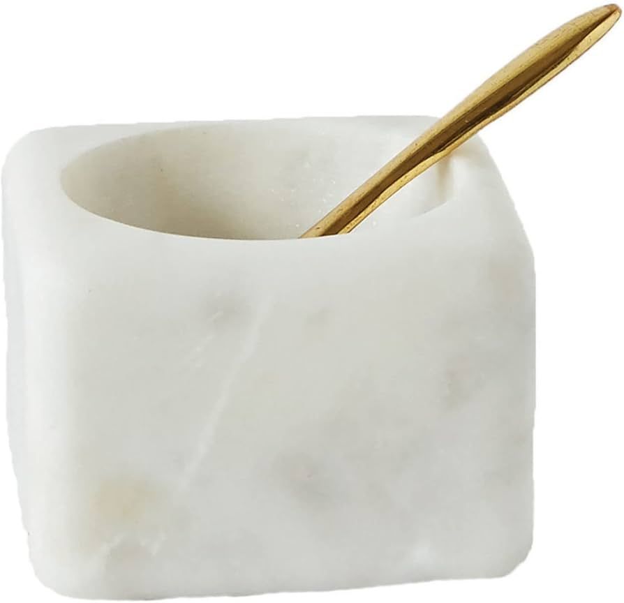 Creative Co-Op Square White Marble Brass Spoon (Set of 2 Pieces) Bowl, 24 ounces | Amazon (US)