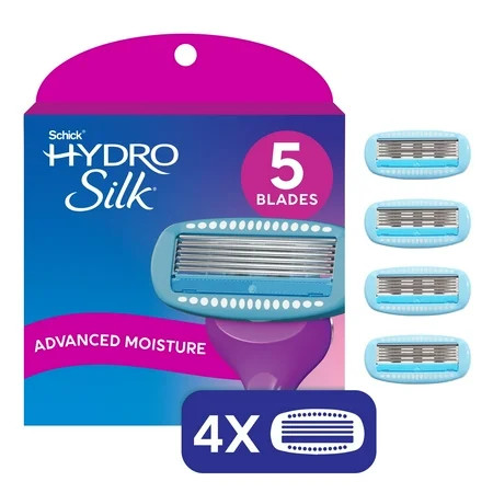 Schick Hydro Silk Moisture Razor Blade Refills, 4 ct, 5-Blade Mositurizing Razors for Women | Walmart (US)