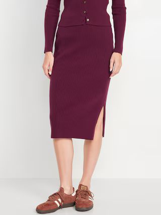 High-Waisted SoSoft Ribbed Midi Skirt | Old Navy (US)