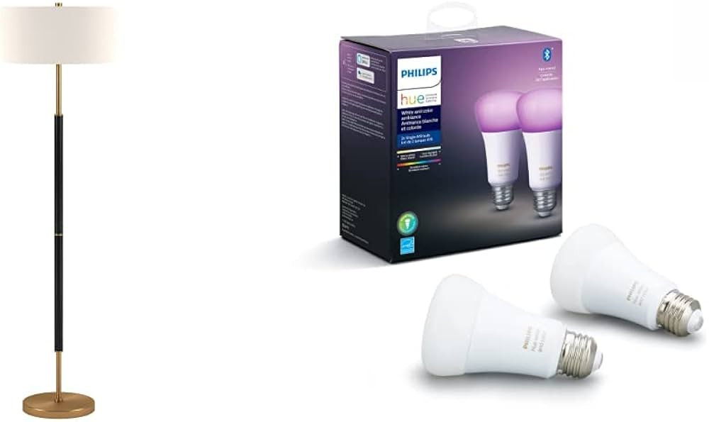Henn & Hart 2-Light Floor Lamp, Floor Lamp, Bedroom, Living Room & Philips Hue White and Color Am... | Amazon (US)