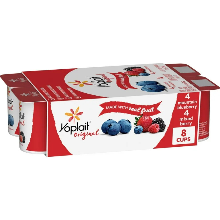 Yoplait Original Low Fat Yogurt Variety Pack, 8 Yogurt Cups, 48 oz | Walmart (US)
