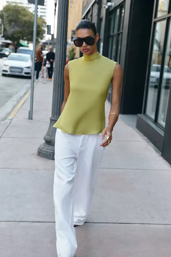 TOP SATINÉ AVEC NŒUD | Zara FR