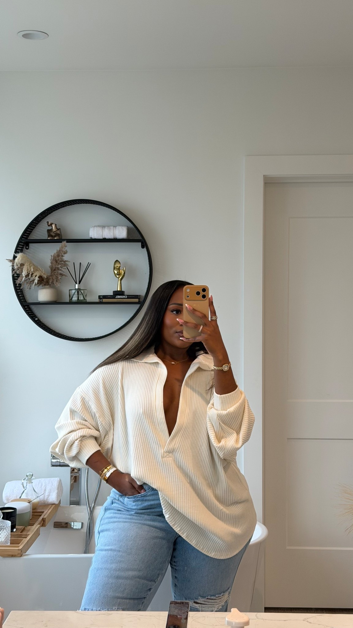 Talk about a fall staple!! Prepare to be sick of me in this sweater. Wearing a size Medium 🤍 And I even linked a dupe for yall!

#LTKSeasonal #LTKMidsize #LTKootd