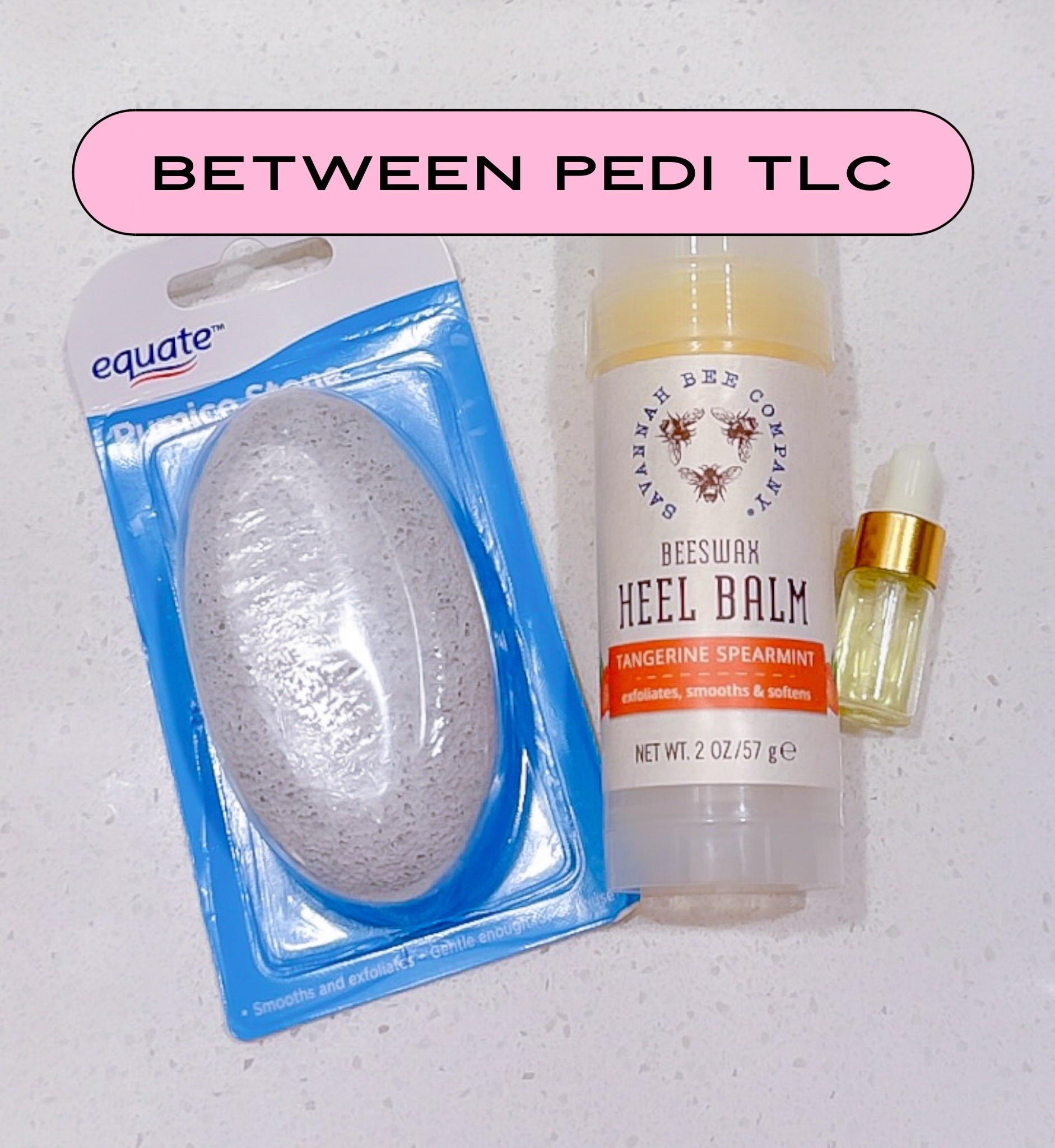 Between Pedicures TLC Products to keep feet looking soft & pretty -

🪨Pumice Stone - used before posting as this one is different than my previous. I like this one much better! Great for use in the shower since feet are already soft. I do circular motions for about 30 seconds 
🧴Have shared this Savanah Bee Company Heel Balm a few times. It ROCKS! I use it on the whole bottom of my foot then apply socks. 
💧Bonus is cuticle oil around the nails before or after socks. I get my oil from my nail salon. 

Skincare. Beauty.

#LTKBeauty #LTKselfcare #LTKActive