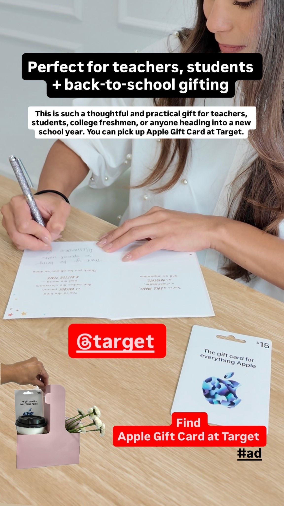 #ad Back-to-school gift idea that is thoughtful, easy, and actually useful 🤍 Apple Gift Card is a great option for teacher gifts, student gifts, college freshmen, appreciation week, and gifts for her because the recipient can choose what they really want.
Apple Gift Card can be used for Apple TV, Apple Music, apps, games, Apple products, accessories, and so much more. Pick it up at Target and pair it with a handwritten note for an easy teacher appreciation gift.
#ad #AppleGiftCard #TargetFinds
@Target #targetpartner
gifts for her, teacher gifts, teachers gifts, teacher appreciation gift, appreciation week gifts, back to school gifts, student gift ideas, college freshman gifts, college student gifts, gifts for teachers, Target gift ideas, Apple Gift Card, Apple gifts, practical gifts, thoughtful gifts, teacher thank you gift, back to school teacher gift, gifts for women, school year gifts, last minute teacher gifts, appreciation gifts, teacher gift basket, gift card ideas, easy gift ideas

#LTKmomlife #LTKKids #LTKSeasonal #LTKmorningroutine #LTKKids #LTKBaby #LTKKids #LTKmomlife #LTKdayinmylife #LTKKids #LTKmomlife