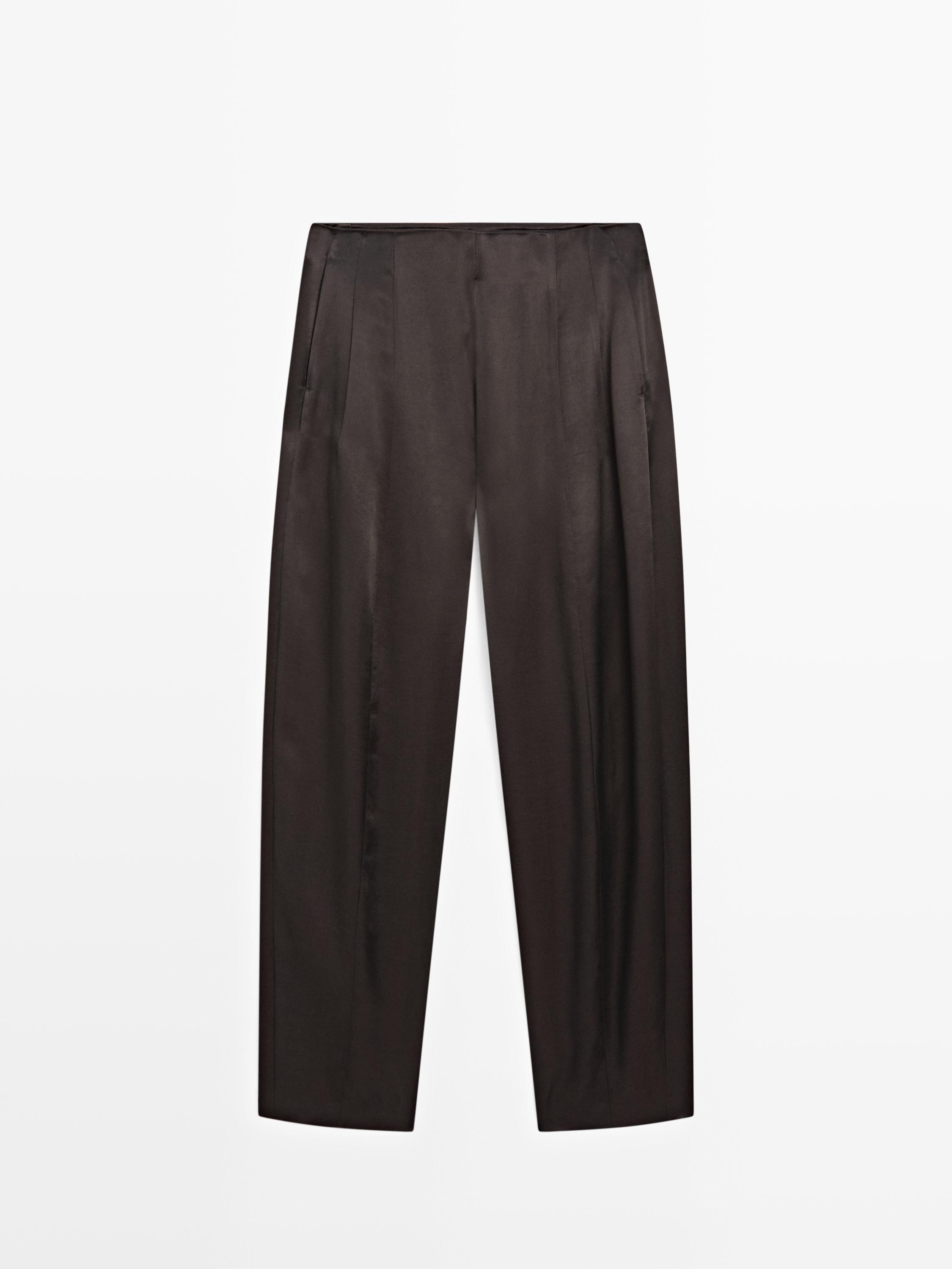 Satin balloon fit trousers - Limited | Massimo Dutti UK