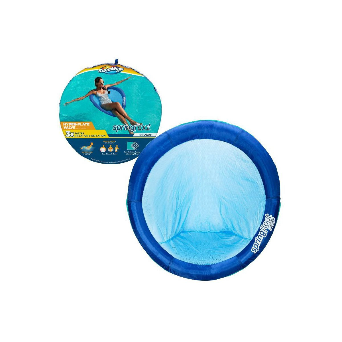 SwimWays Spring Float Papasan Pool Lounger with Hyper-Flate Valve - Blue | Target
