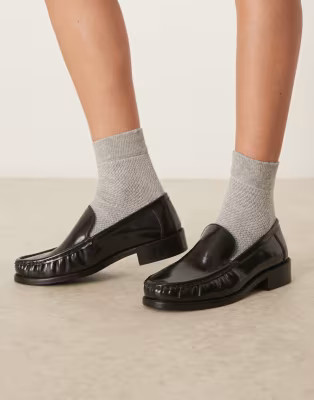 ASOS DESIGN Marcel premium clean loafers in black leather | ASOS | ASOS (Global)