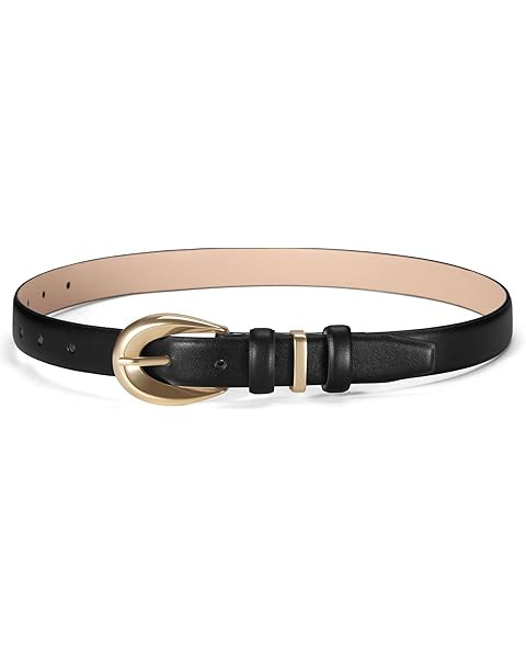 TRIWORKS Women Leather Belt for Jeans Pants Fashion Ladies Skinny Faux Leather Dress belt with Go... | Amazon (US)