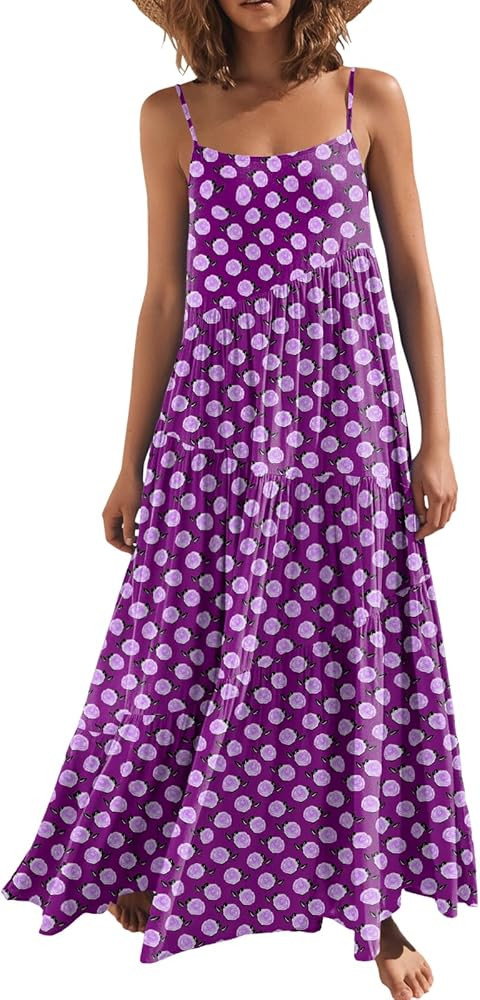 ANRABESS Women Summer Casual Loose Sleeveless Sundress Spaghetti Strap Flowy Boho Linen Beach Vac... | Amazon (US)