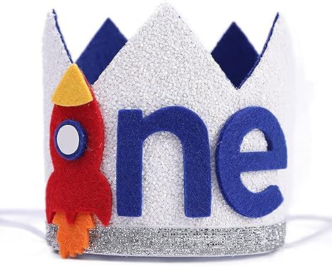 Boy Rocket 1st Birthday Crown - Space Theme Birthday Hat, 1st Birthday High Chair Banner, Outer S... | Amazon (US)