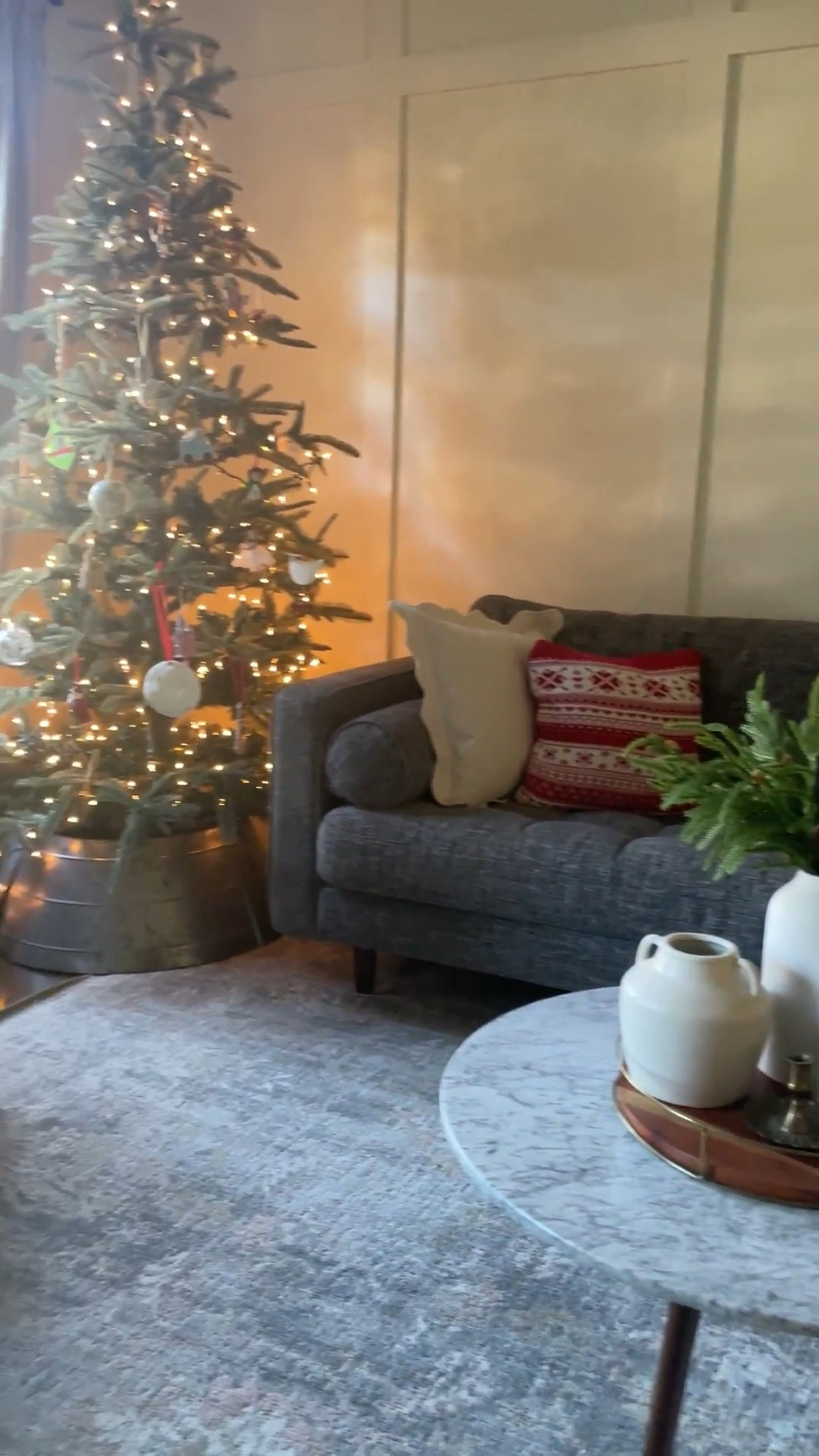 I love my 8’  tree from King of Christmas.  It has this modern simple elegance.  

Article sofa, coffee table.  Loloi area rug.  King of Christmas juniper tree.  Wingback chair.  

#LTKSeasonal #LTKHoliday #LTKHome