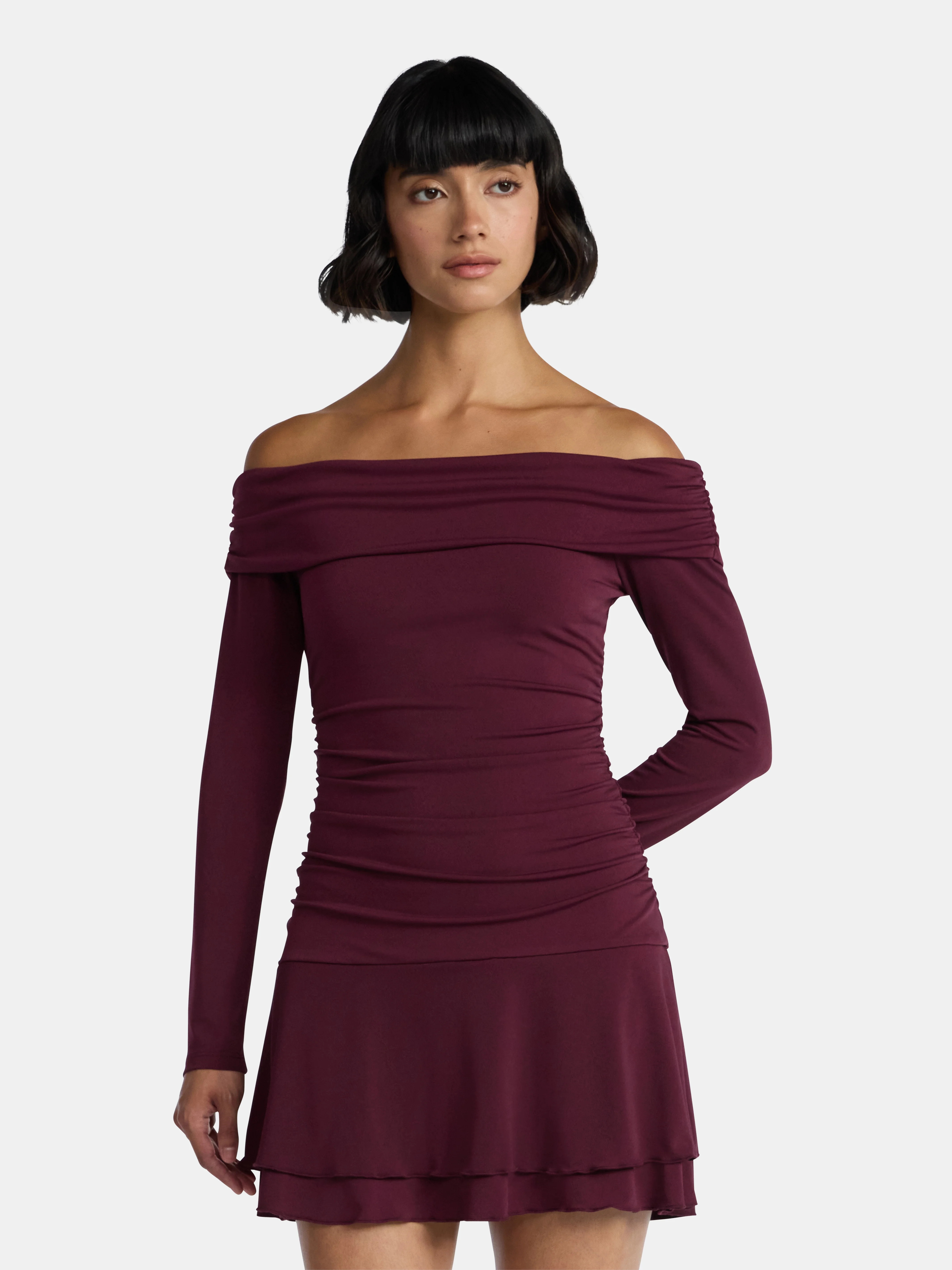 Madden NYC Women’s Drop Waist Dress with Long Sleeves, Sizes XXS-XXL | Walmart (US)