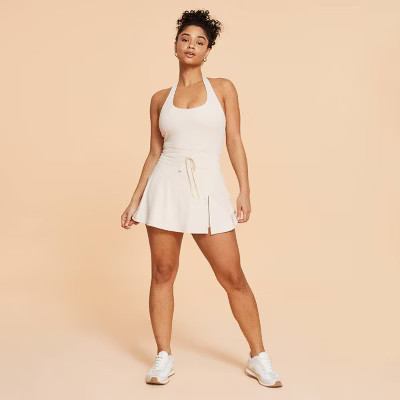 Blogilates Women's Game Set Match Halter Active Dress - Light Taupe S | Target