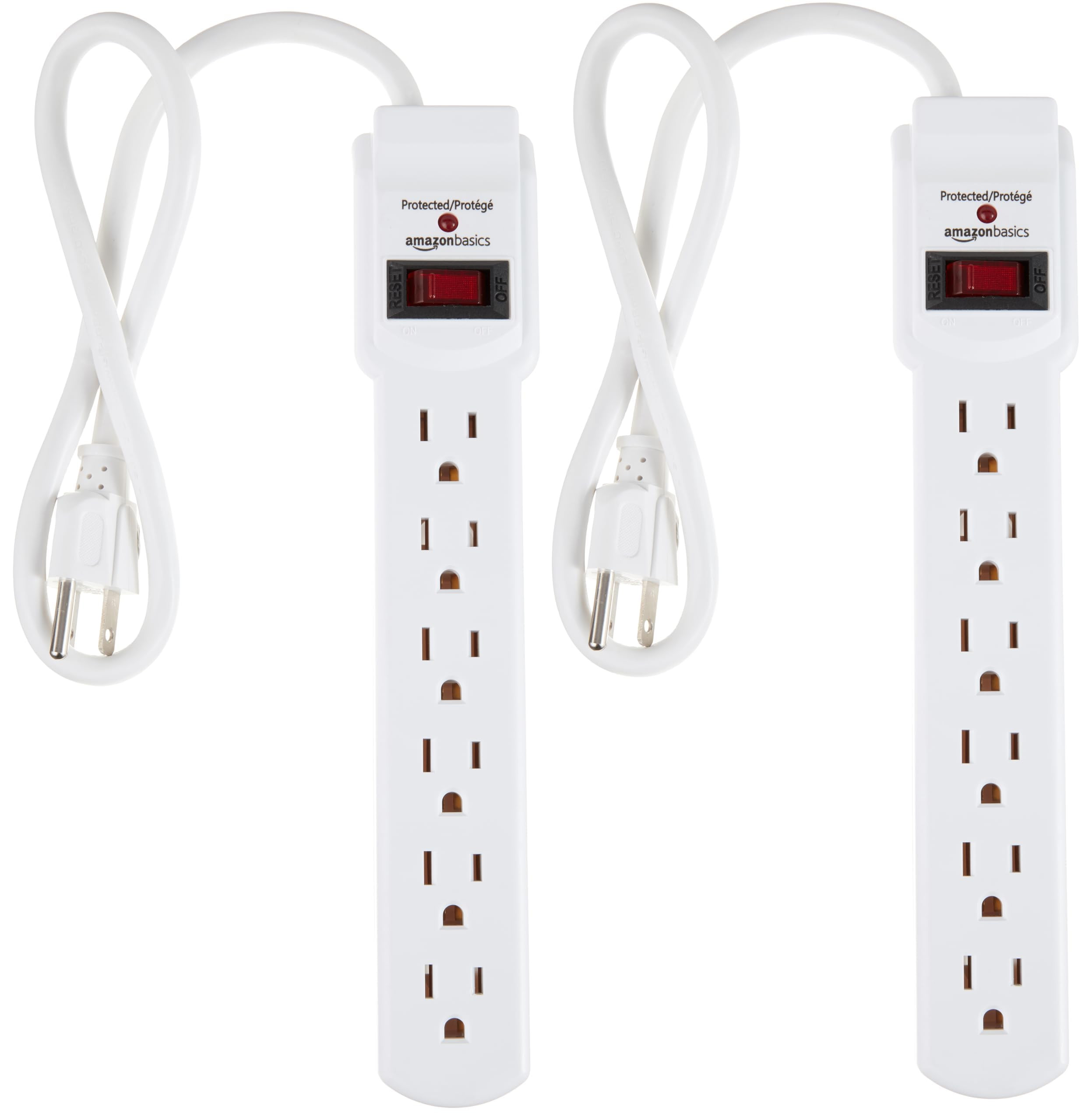 Amazon Basics Surge Protector Power Strip, 6-Outlet with 200J Protection, 2ft Extension Cord, Rec... | Amazon (US)