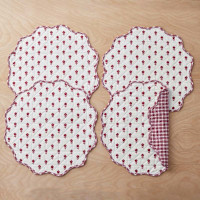 Katherine Plaid Reversible Yarn-Dyed Placemats, Set of 4 - Red Multi | The Company Store