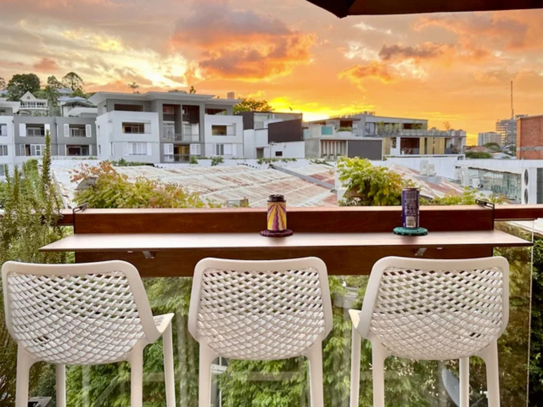 Folding Space Saving Table for Deck, Veranda, and Porch Railings, Balcony Bar Table Hanging over ... | Etsy (US)