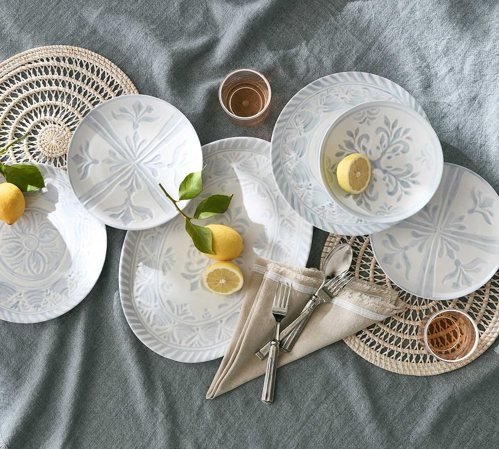 Chambray Tile Melamine Bowls - Set of 4 | Pottery Barn (US)