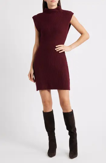 En Saison Nathalia Rib Sweater Dress in Burgundy at Nordstrom Rack, Size X-Small | Nordstrom Rack