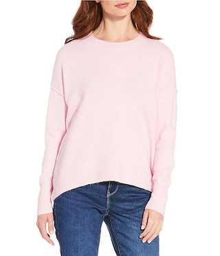 Crew Neck Long Sleeve Extended Shoulder Seamed Cozy Statement Sweater | Dillard's