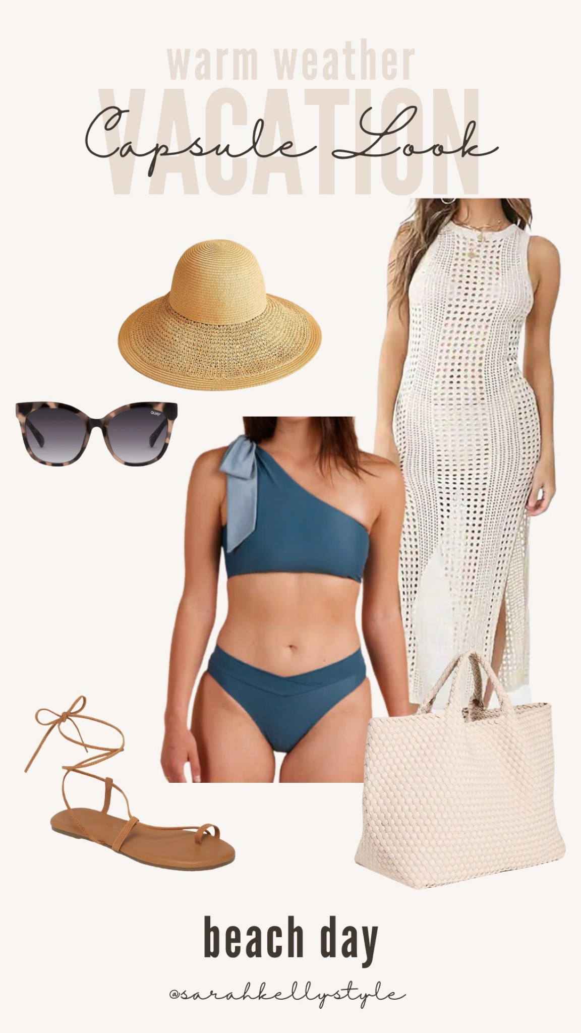 Vacation capsule wardroom for warm weather travel - swimwear, shorts, travel, spring/summer dress, beach coverup, sandals, Sarah Kelly Style

#LTKtravel #LTKover40 #LTKSeasonal