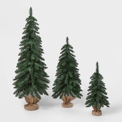 3pc Unlit Downswept Alberta Spruce Mini Artificial Christmas Trees with Burlap Base - Wondershop... | Target