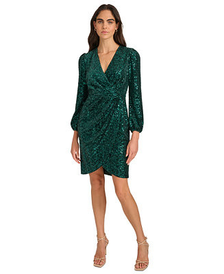 Calvin Klein Women's Sequined Faux-Wrap Sheath Dress - Macy's | Macy's