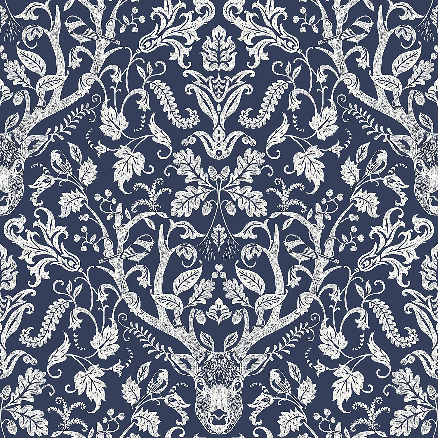 NuWallpaper NUS3680 Navy Escape to The Forest Peel & Stick Wallpaper, Blue | Amazon (US)