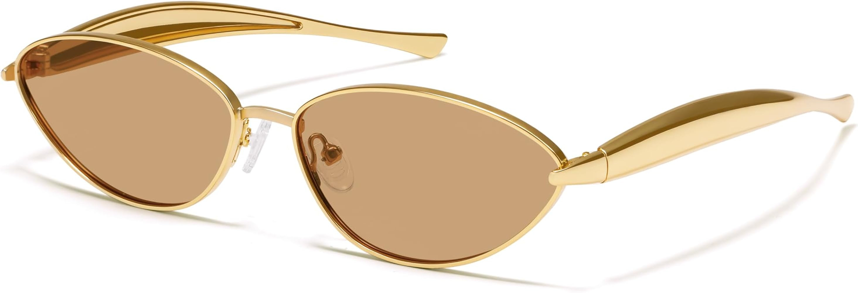 VANLINKER Retro Trendy Oval Sunglasses for Women Men 2026 90s Cat Eye Gold Frame Small Face Sun G... | Amazon (US)