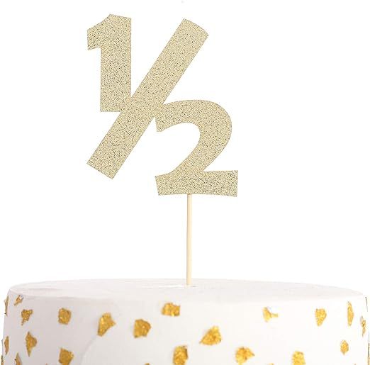 Gold Glitter 1/2 Birthday Cake Topper - 1/2 Birthday Cake Topper, 1/2 Birthday Cake Decorations, ... | Amazon (US)