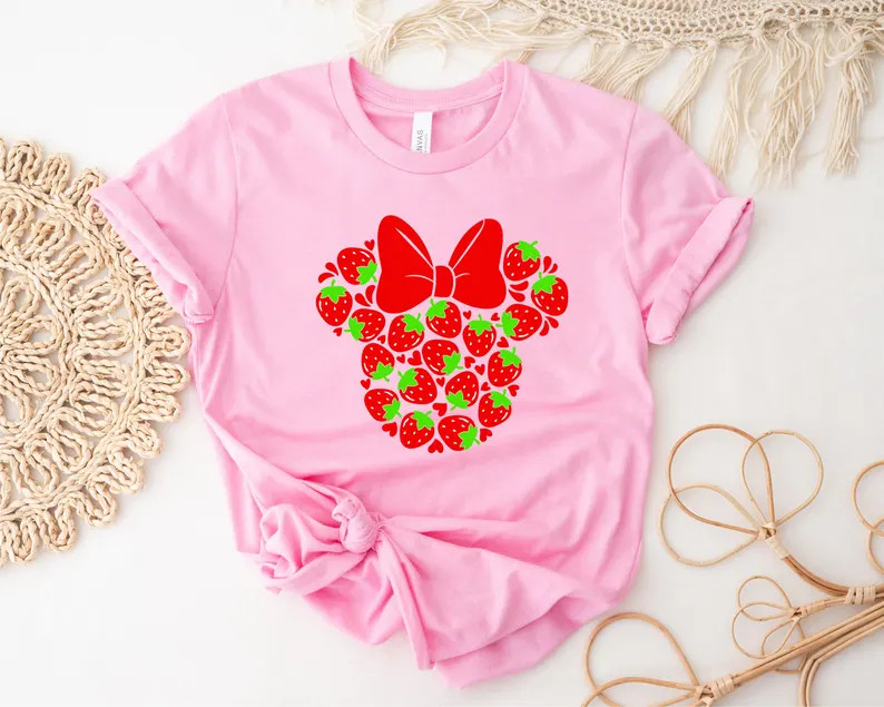Pink Strawberry Minnie Mouse T-Shirt - Cute Disney Summer Top | Etsy (US)