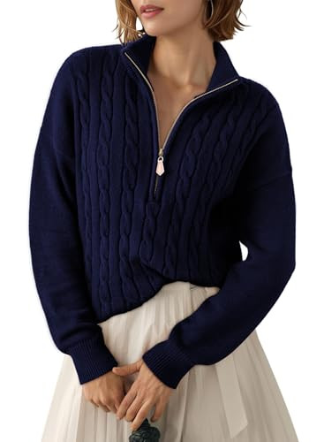 Dokotoo Sweaters Quarter Zip Cable Knit | Amazon (US)