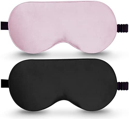 Silk Sleep Mask, 2 Pack 100% Real Natural Pure Silk Eye Mask with Adjustable Strap, Eye Mask for ... | Amazon (US)