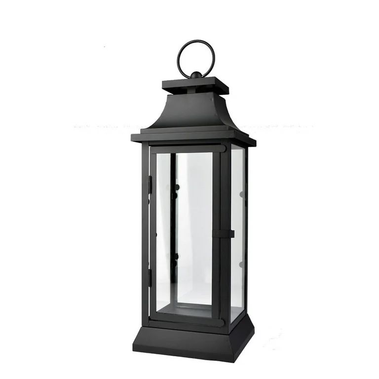 Serene Spaces Living Black Hurricane Lanterns with Clear Glass Panels, Home Decor, Set of 4 - Wal... | Walmart (US)
