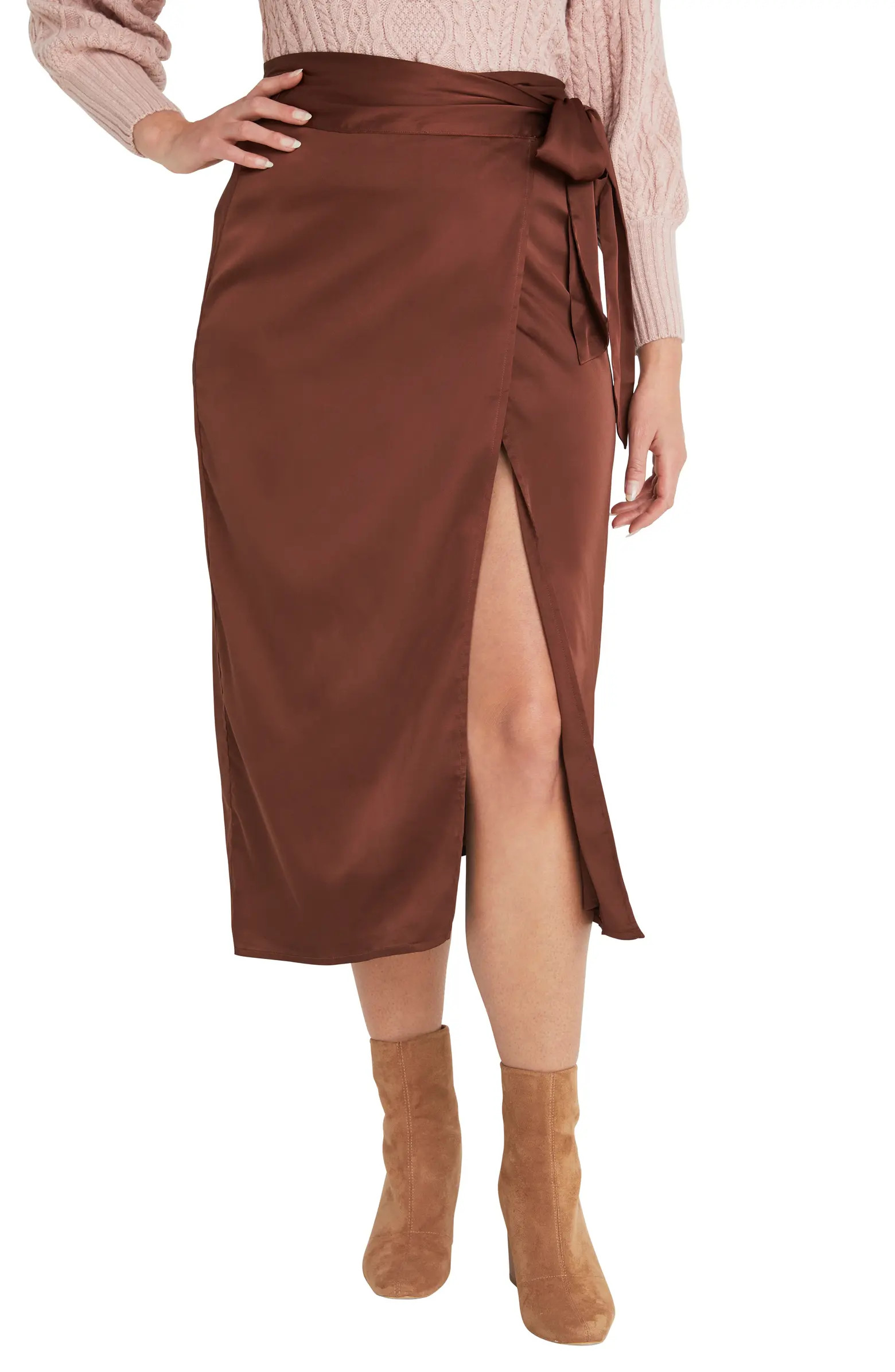 Satin Wrap Midi Skirt | Nordstrom