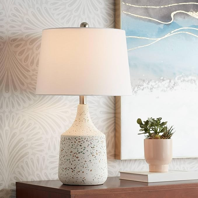 360 Lighting 23 1/2" High Small Modern Coastal Accent Table Lamp Ivory Terrazzo Marble Single Fab... | Amazon (US)