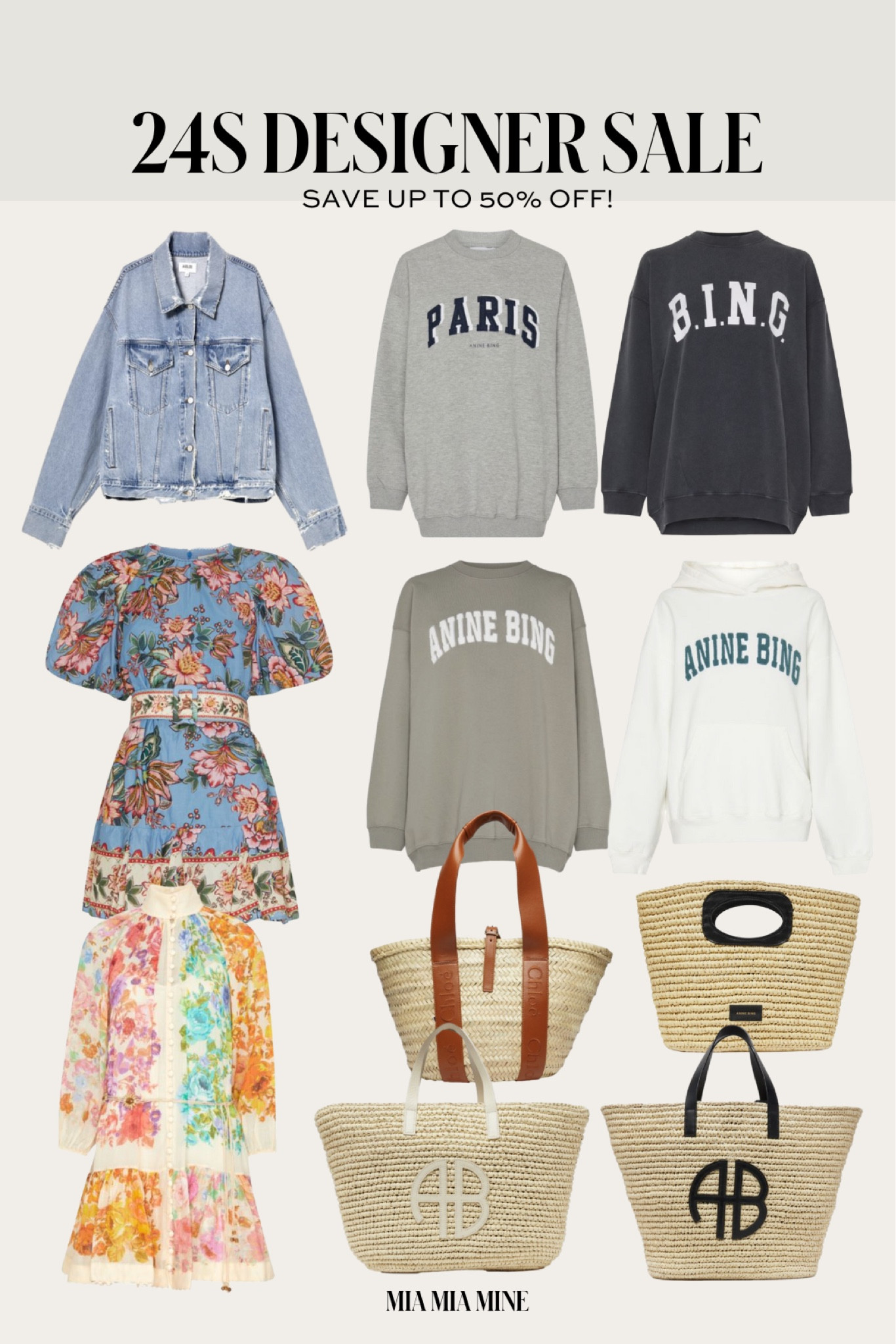 24S designer sale - save up to 50% off anine bing hoodies, summer dresses, agolde denim jacket, straw bags and moree 



#LTKSeasonal #LTKStyleTip #LTKSaleAlert