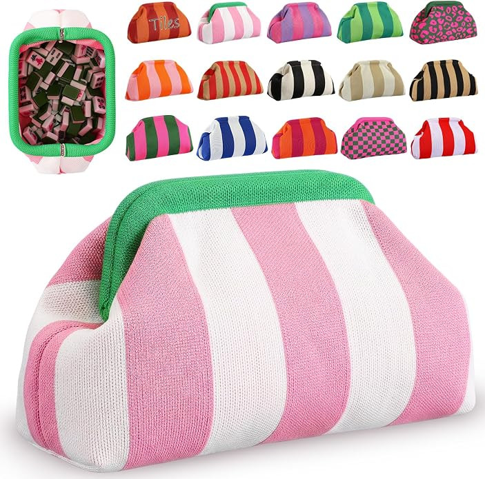 Mahjong Tile Bag Woven Clutch Purses for Women Summer Beach Handbag for Vacation Supplies | Amazon (US)