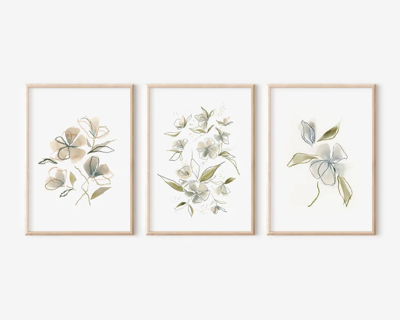 Watercolor Floral Prints Set of 3 Watercolor Art Prints Flower Wall Art Floral Artwork Wildflower... | Etsy (US)