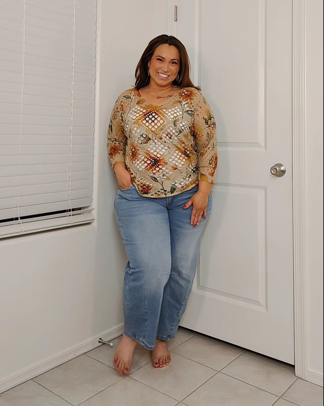 Amazon GORGLITTER Women's Floral Crochet Lightweight Sweater Boho V Neck 3/4 Short Sleeve Hollow Out Knitwear Tops

#LTKMidsize #LTKPlusSize