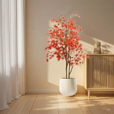 Artifical Red Maple Tree, 180cm/6Ft Large Artificial Replica Plant in Black Plastic Pot, Artificial Maple Acer Tree with Realistic Branch Leaves | Target