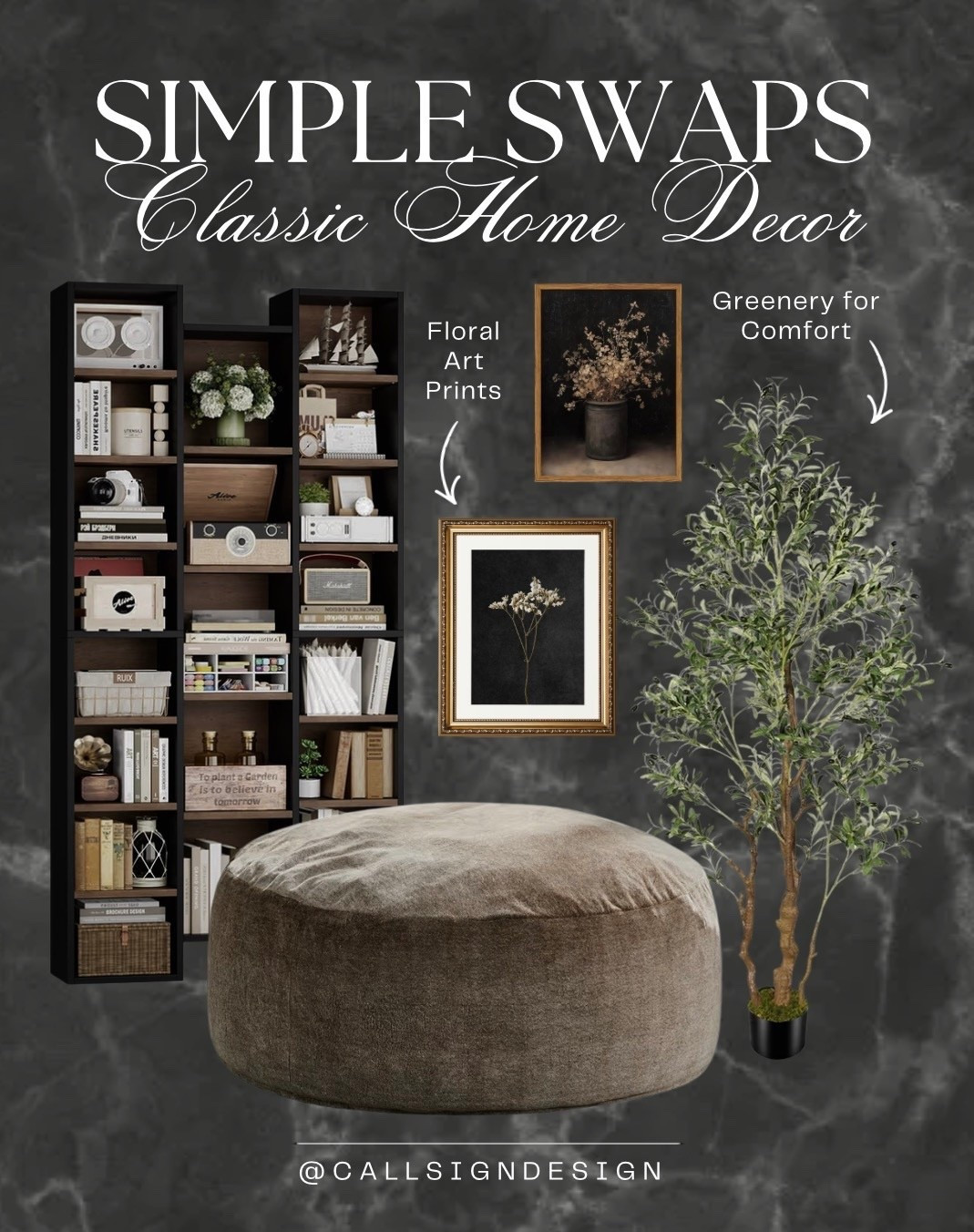 A cozy corner that invites you to settle in and stay awhile. A bookshelf, oversized beanbags, and warm accents like faux plants and art come together to create a space that feels relaxed, inviting, and effortlessly lived in. 

#CozyCorner #ReadingNook #WarmAccents #HomeDecor #InteriorInspo #ComfortLiving #DesignDetails #callsigndesign