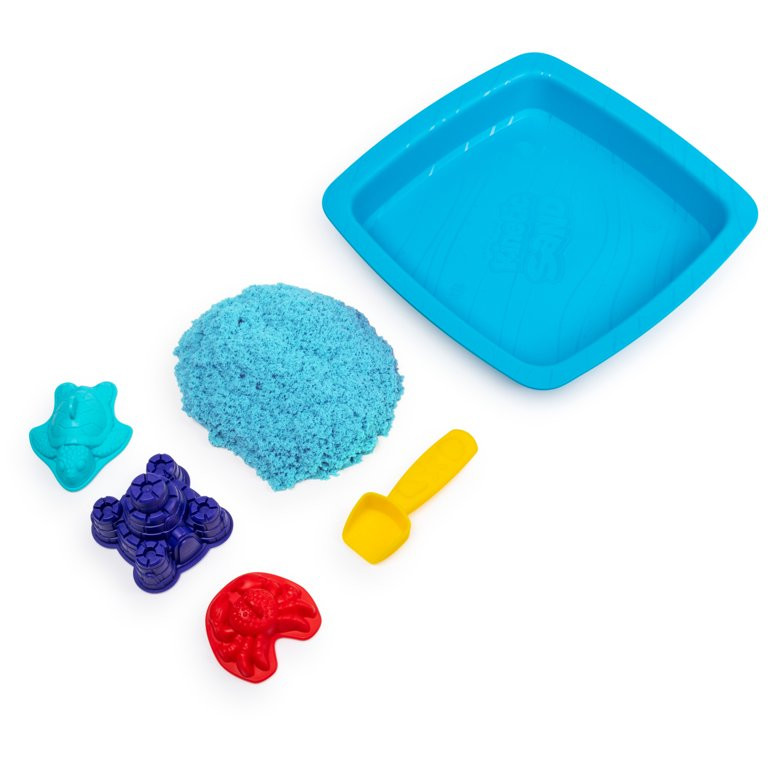 Kinetic Sand, Sandbox Set Kids Toy with 1lb All-Natural Blue Kinetic Sand and 3 Molds, Sensory To... | Walmart (US)