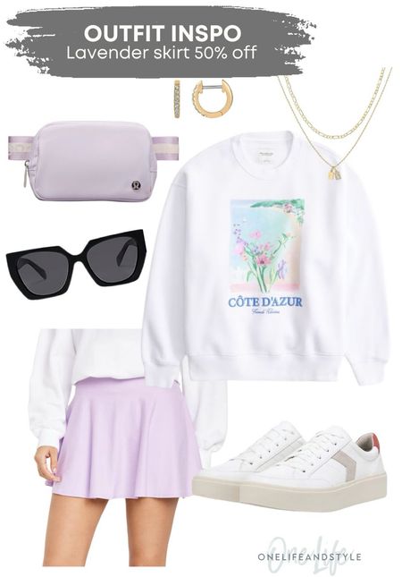 Lavender active wear skirt outfit inspo.
* use code LESLIESOJOS for the sunglasses .

#LTKFindsUnder100 #LTKSeasonal #LTKStyleTip
