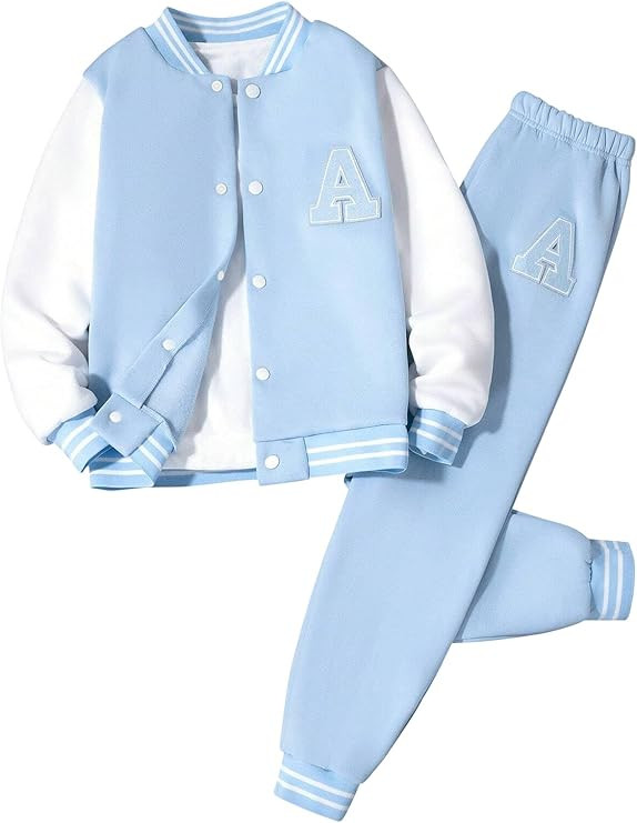 Boys Color Block Button Down Shirt and Jogger Pants Button Up Sweatsuits Sets (Size: 5-12T) | Amazon (US)