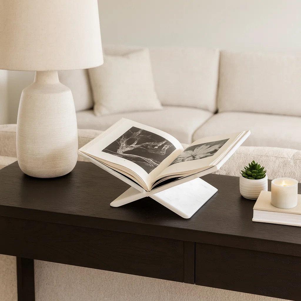 Marble Decorative Book Stand for Shelf Decor and Bookshelf Styling – Artisan Craftsmanship Book... | Wayfair North America