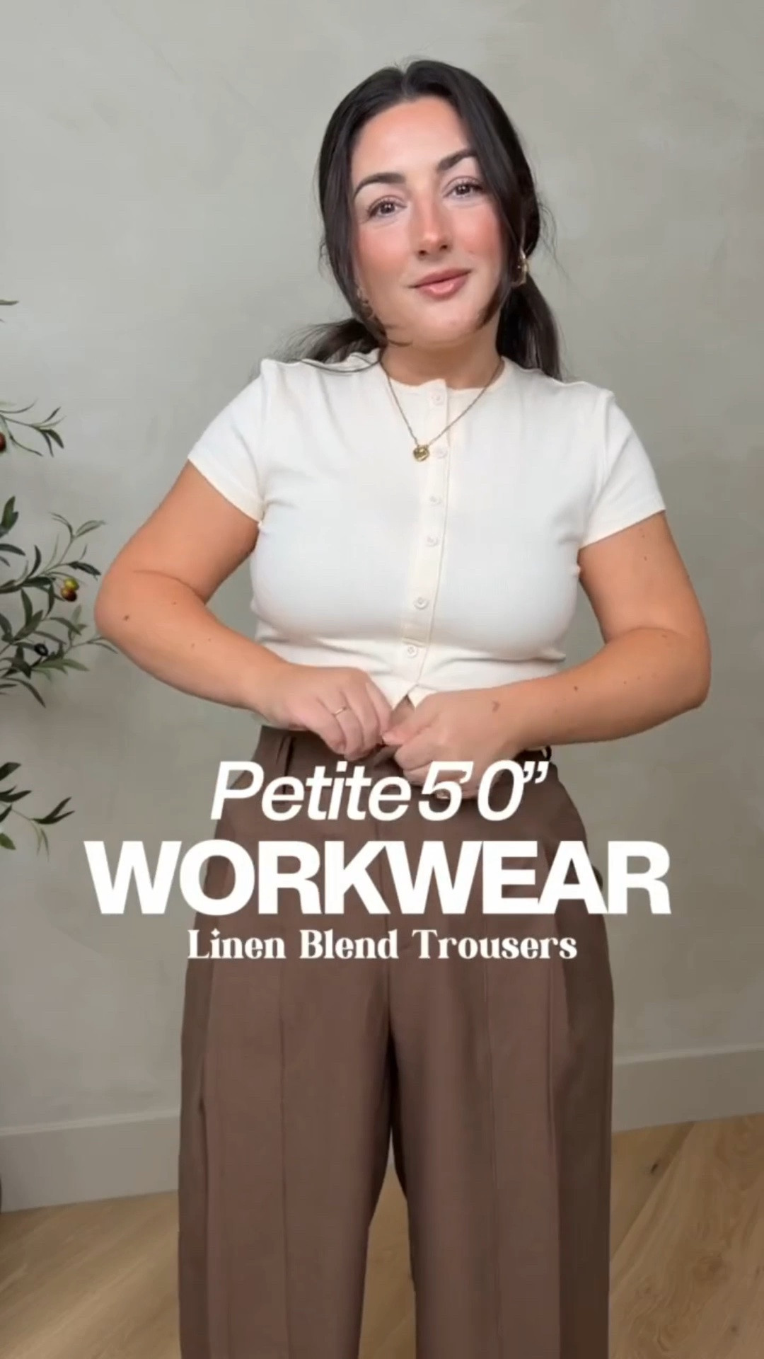 Petite friendly workwear! 
Sweater in color red wine size small
Short sleeve top size small in khaki
Linen trousers size medium

 (5'0" 140lbs)

#LTKootd #LTKPetite #LTKWorkwear