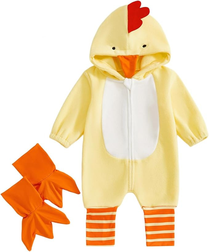 Murnouche Baby Chicken Halloween Costumes Cute Infant Farm Animal Chick Duck Romper with Booties | Amazon (US)